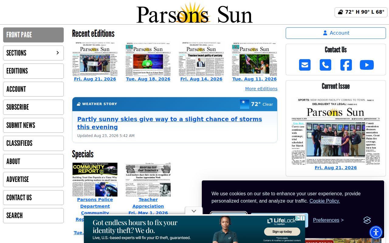 Parsons Sun Labette County arrest news source