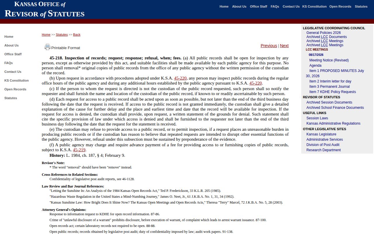Kansas records law for Labette County booking photographs