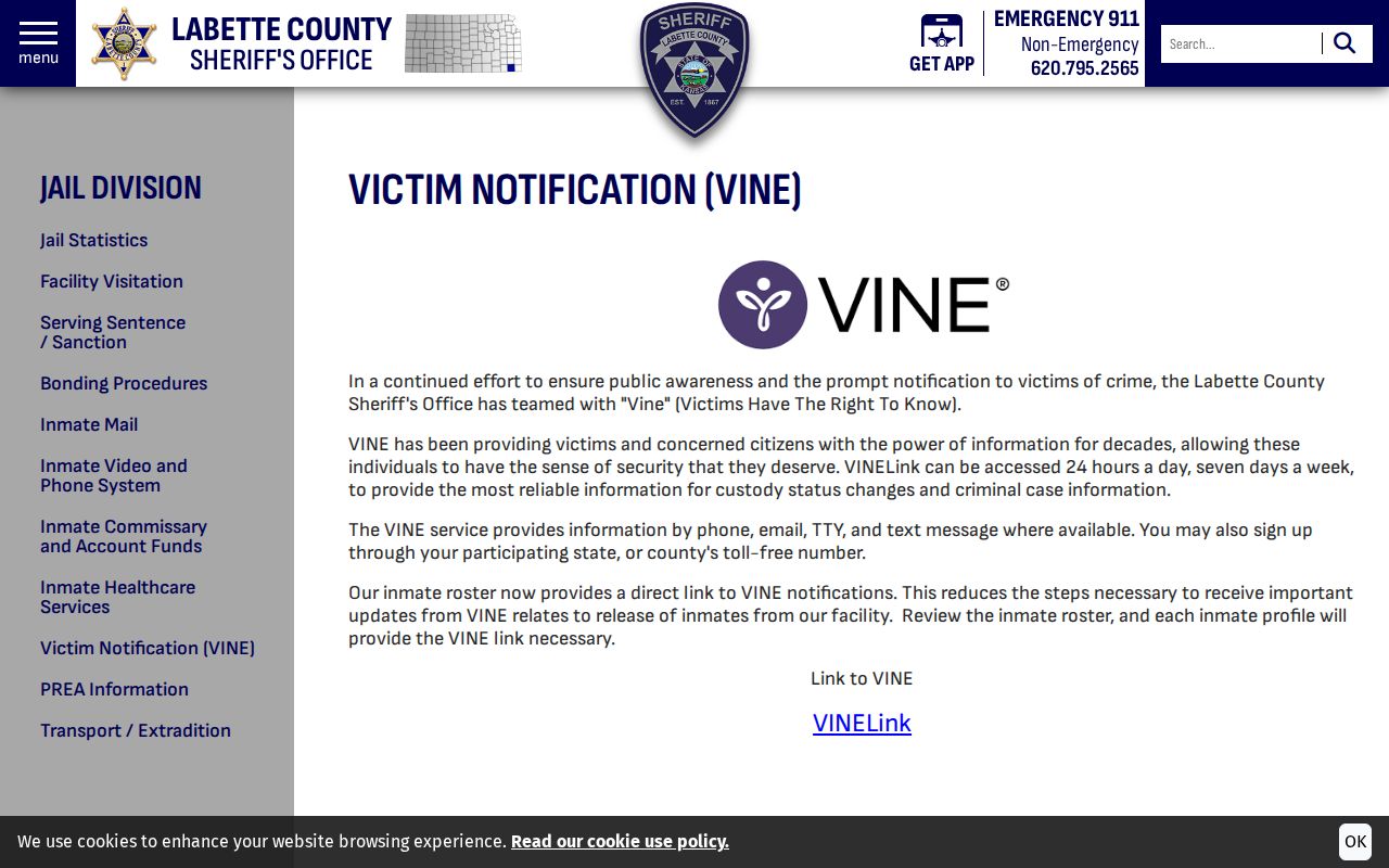 Labette County inmate release notifications